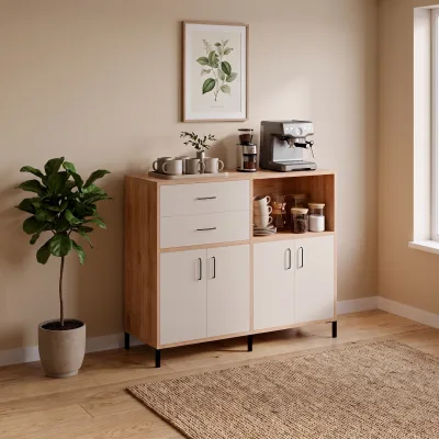 120 cm genişliğinde, 100 cm yüksekliğinde ve 42 cm derinliğinde kahve köşesi dolabı ile evinize şıklık katın. Cadiz